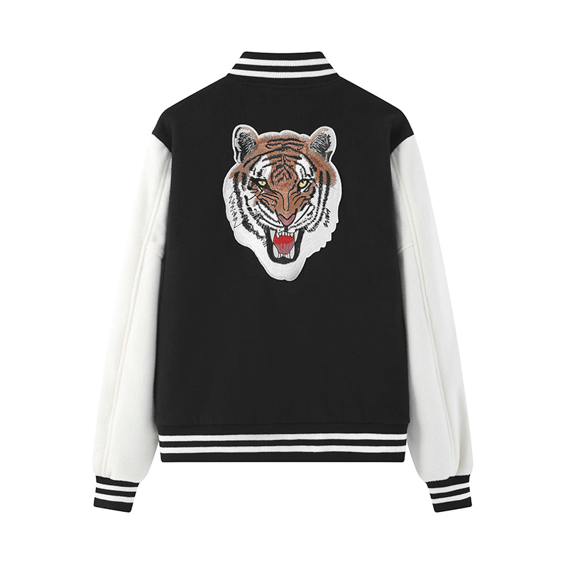 Boys Fashion Color Block Tiger Print Jacket Long Sleeve Zip - Temu